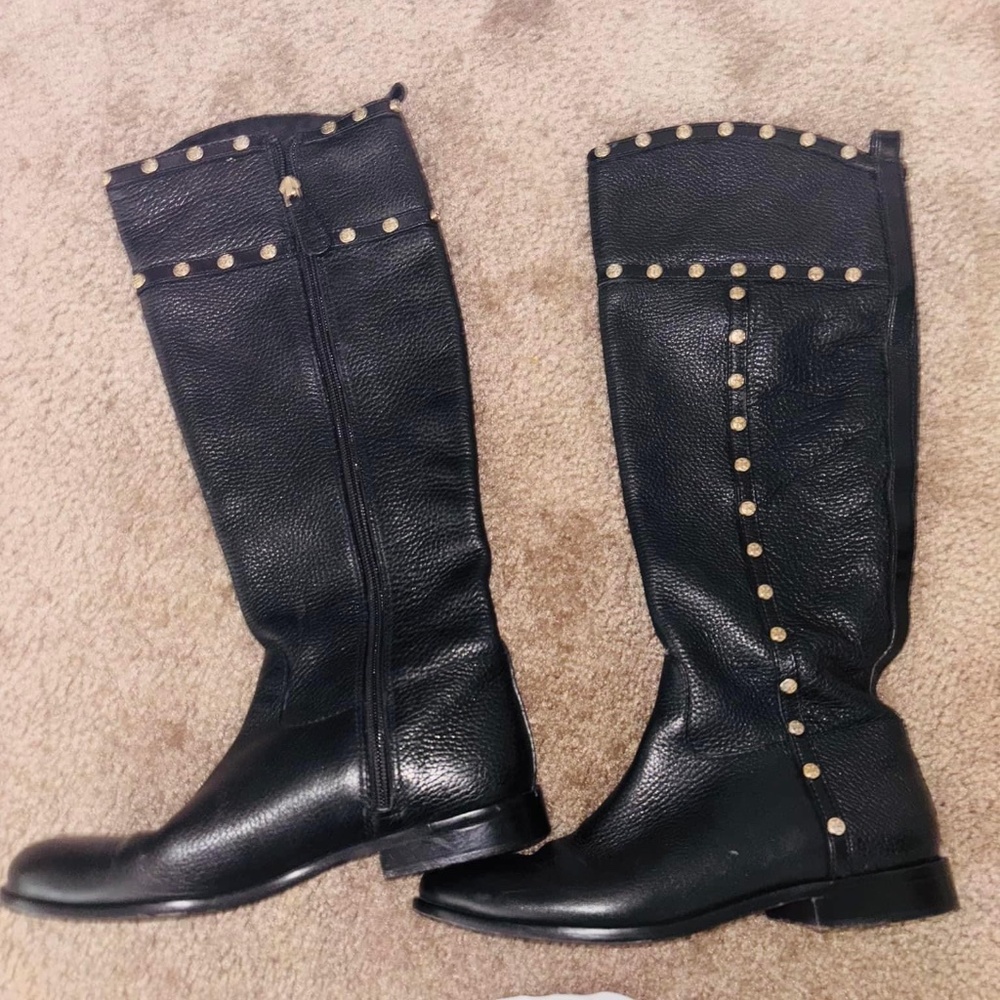 Tory Burch Authentic Mae Pebbled Leather Riding Boots Sz 7m